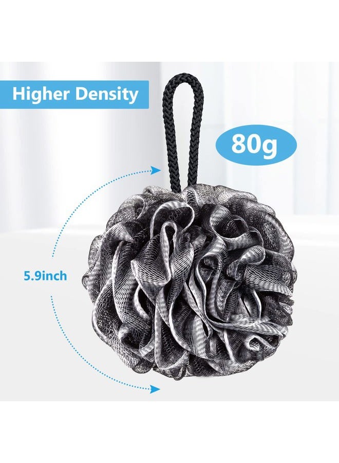 VANZAVANZU Bath Loofah Large 80g Shower Sponge Body Scrubber Mesh Pouf for Men and Women, Set of 4 (Black with White) - Image 2