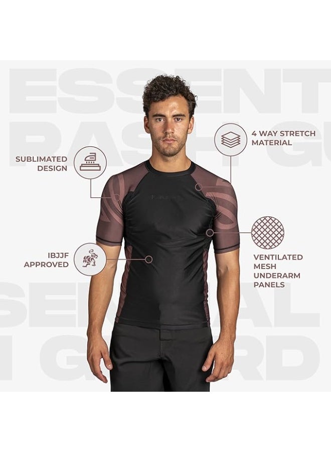 Sanabul  Essential Short Sleeve Compression Shirt For Men | Mma Wrestling Jiu Jitsu Bjj Base Layer Rash Guard | Workout Men'S Compression Shirt (Small, Brown) - Image 4