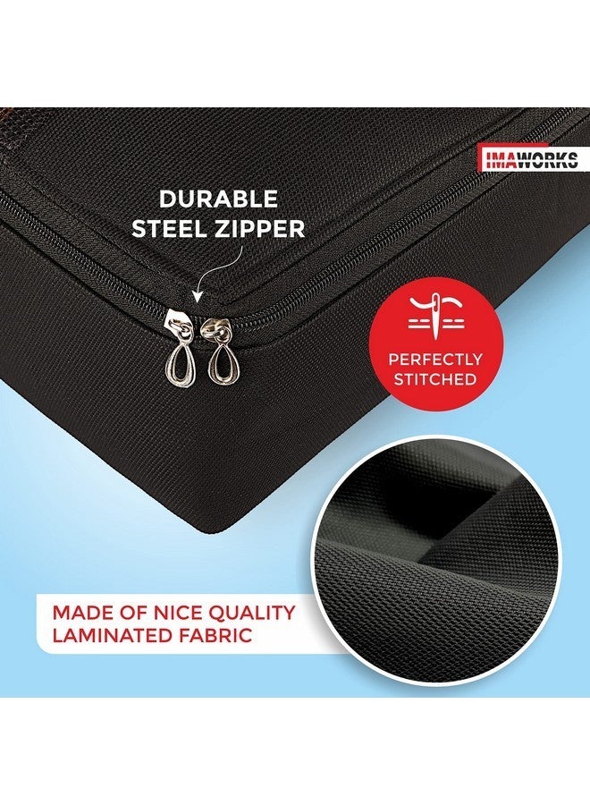 IMAWORKS 4 Set Travel Organizer Pouch Packing Cubes Luggage Organiser Set Clothes Space Savers Bags (2 Large, 1 Medium and 1 Small Cube) Black, Laminated Fabric - Image 2