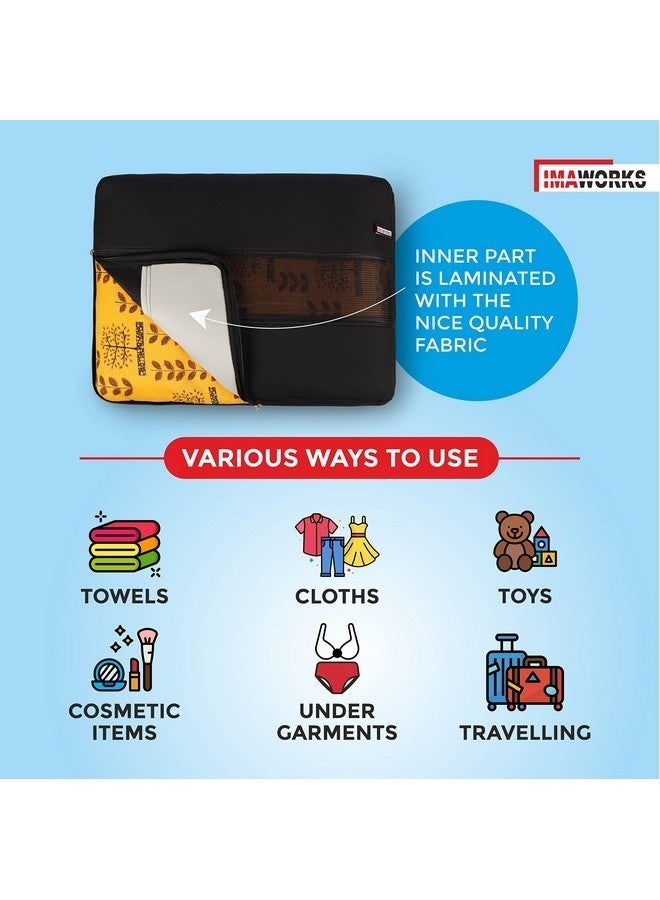 IMAWORKS 4 Set Travel Organizer Pouch Packing Cubes Luggage Organiser Set Clothes Space Savers Bags (2 Large, 1 Medium and 1 Small Cube) Black, Laminated Fabric - Image 4