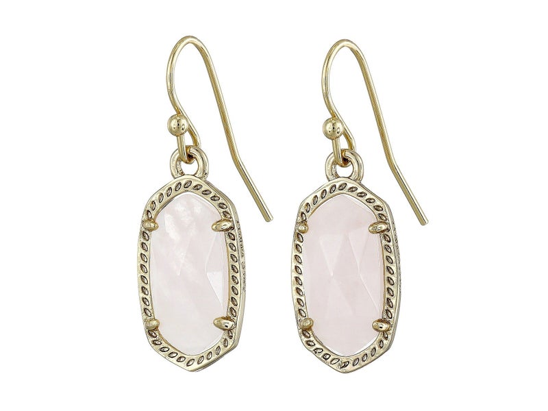 Kendra Scott Lee Earring Gold/Rose Quartz One Size