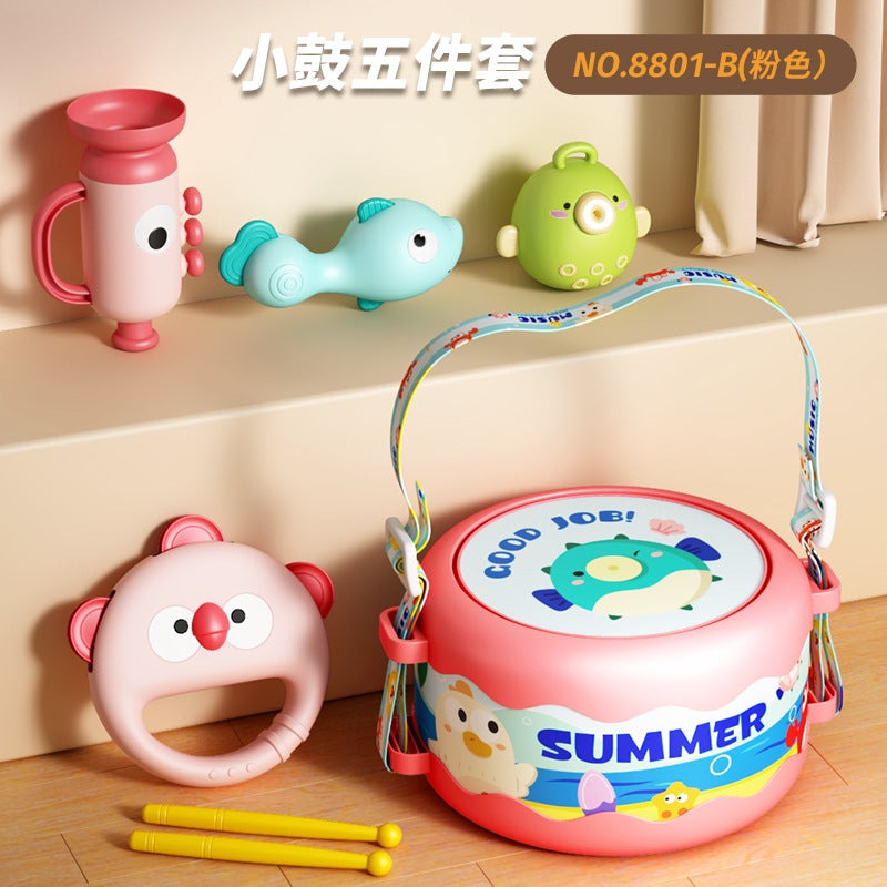 Baby Educational Rattle Hand-Clap Drum Set for 0-12 Months Musical Enlightenment