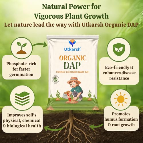 Utkarsh Organic DAP Fertilizer for Plants, Home & Garden - 900 gm Granules, 100% Water Soluble, Bio DAP Fertilizers & Manure for Plants Growth | Improves Flowering, Fruiting & Vegetables; Pack of 1 - Image 2