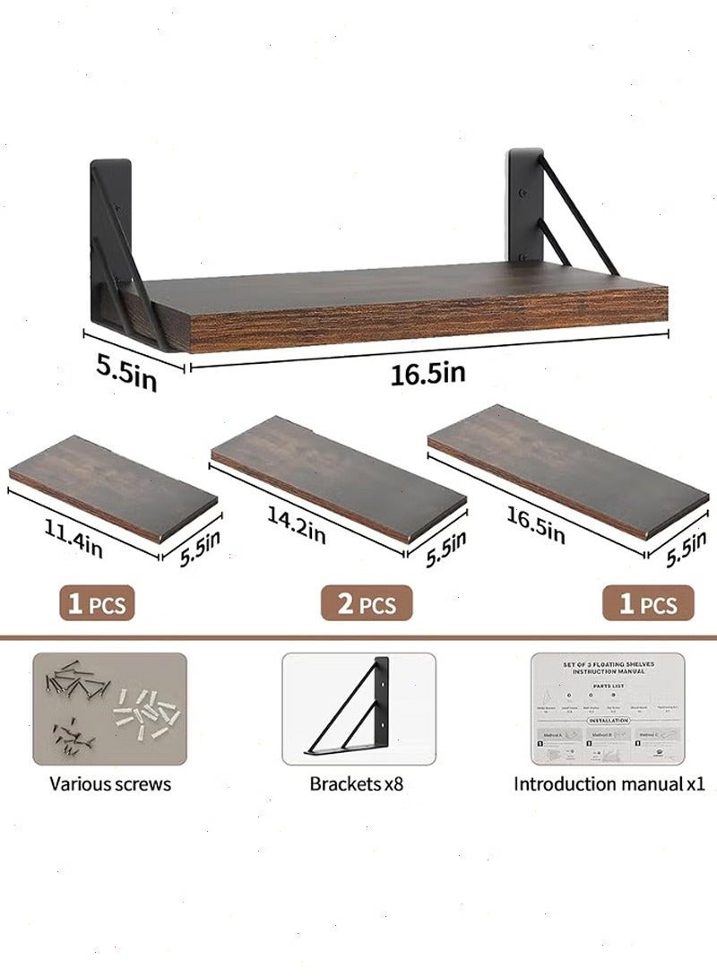 رف عائم مثبت على الحائط، رف عرض خشبي متين، مثالي لغرف المعيشة وغرف النوم. مثالي للكتب والنباتات الصغيرة والعناصر الزخرفية وإكسسوارات التخزين. - Image 3