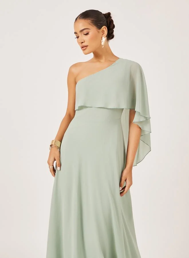 Styli One-Shoulder Chiffon Dress
