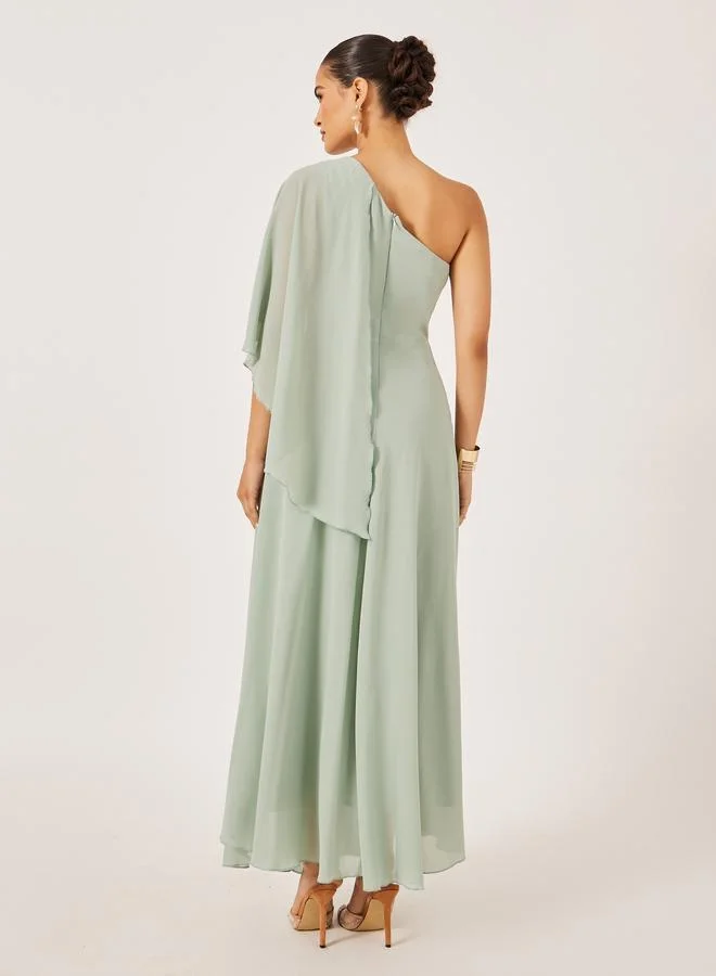 Styli One-Shoulder Chiffon Dress