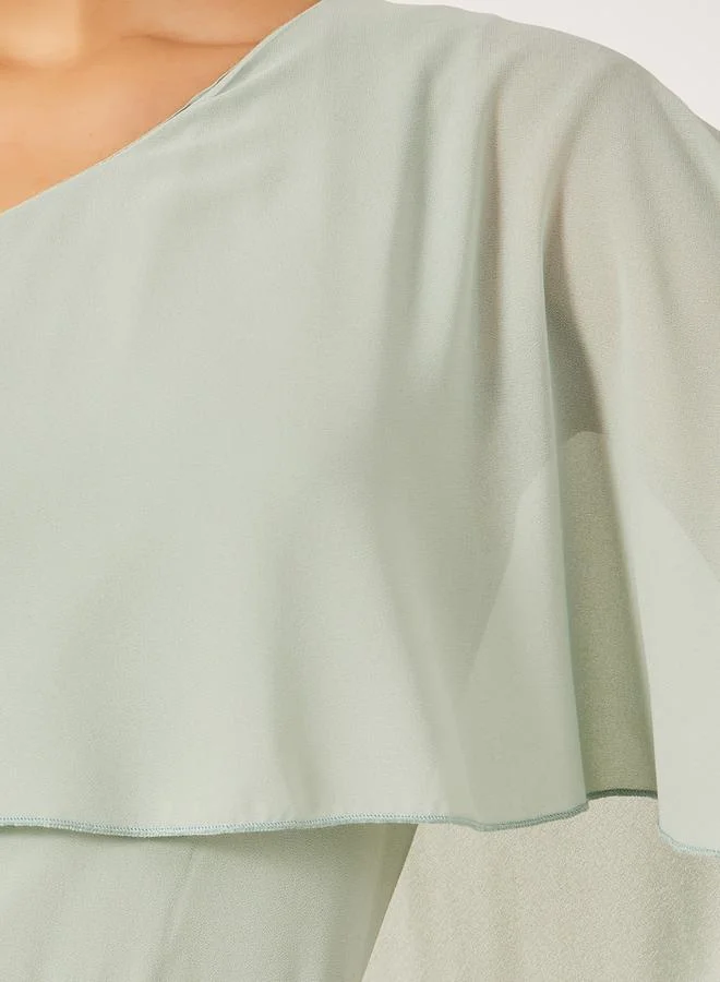 Styli One-Shoulder Chiffon Dress