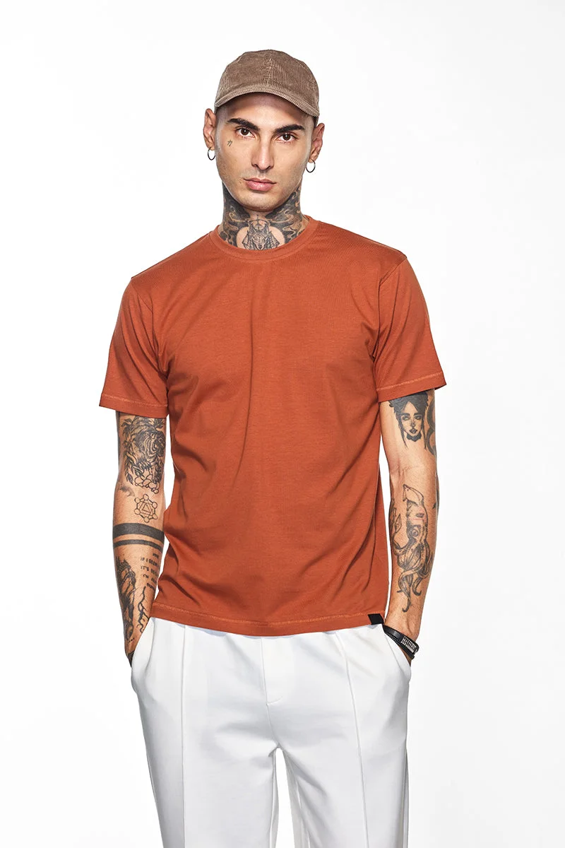 Snitch Rust Core Lab Rust Solid Slim Fit T-Shirt for Men | Best Price UAE
