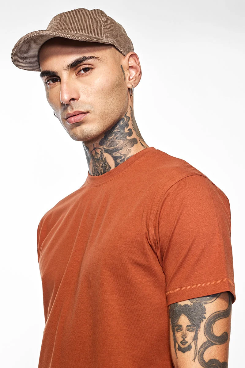 Snitch Rust Core Lab Rust Solid Slim Fit T-Shirt for Men | Best Price UAE