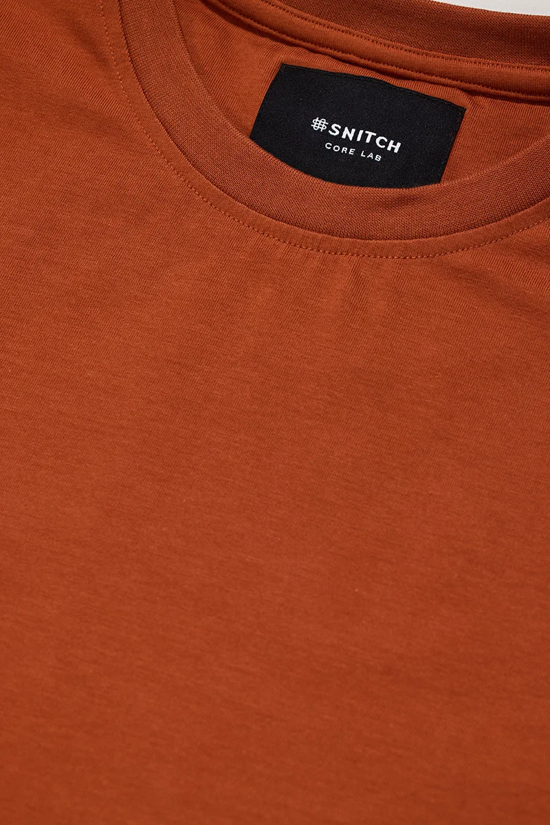 Snitch Rust Core Lab Rust Solid Slim Fit T-Shirt for Men | Best Price UAE