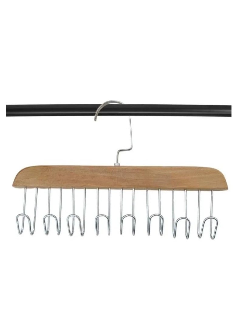 Multi-Hook Wooden Clothes Hanger for Closet Accessories Space Saving Storage for Wardrobe and Closet (8 Hooks) - Image 3