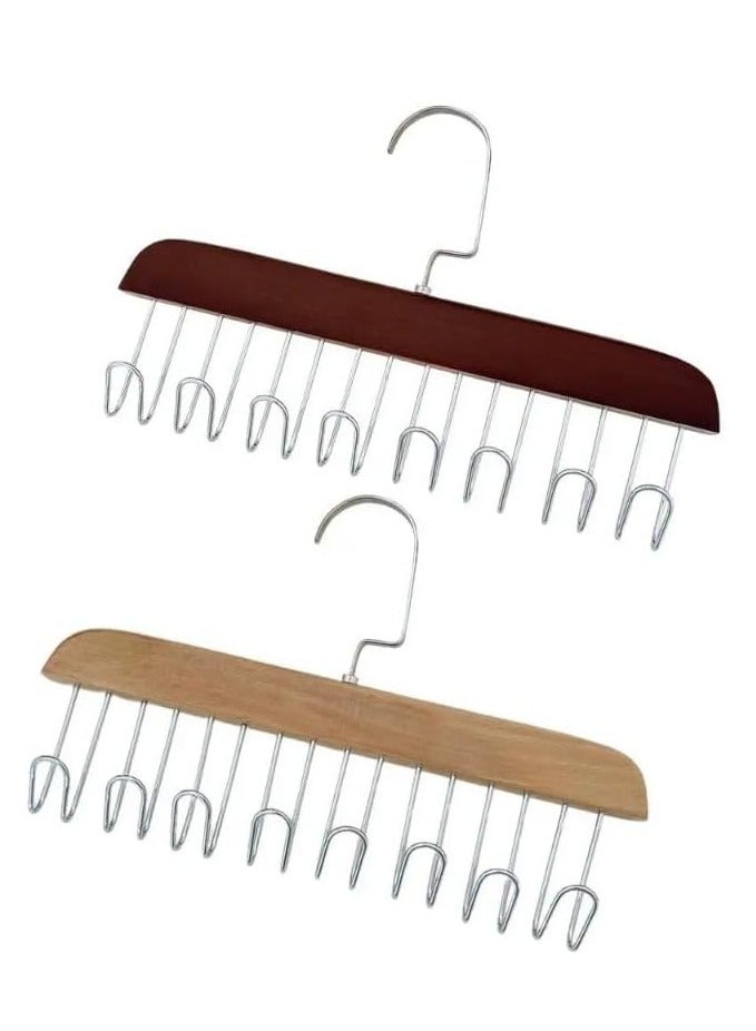 Multi-Hook Wooden Clothes Hanger for Closet Accessories Space Saving Storage for Wardrobe and Closet (8 Hooks) - Image 2