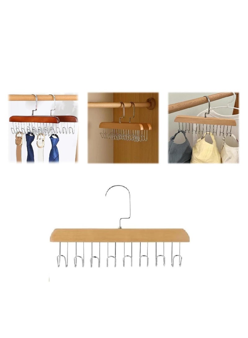 Multi-Hook Wooden Clothes Hanger for Closet Accessories Space Saving Storage for Wardrobe and Closet (8 Hooks) - Image 1