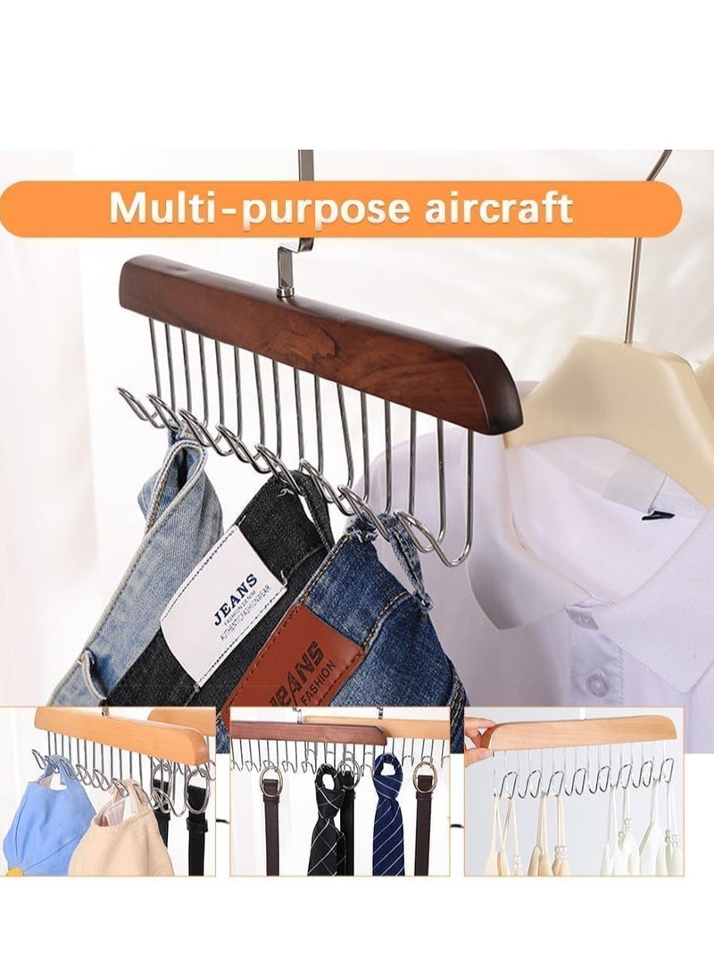 Multi-Hook Wooden Clothes Hanger for Closet Accessories Space Saving Storage for Wardrobe and Closet (8 Hooks) - Image 4