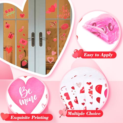 SpinLaLa 218 Pieces Valentine's Day Window Clings for Glass Windows - Assorted Love Heart and Kiss Designs, Removable DIY Vinyl Decals Stickers for Wedding Engagement Romantic Indoor Ornaments Decorations - Image 3