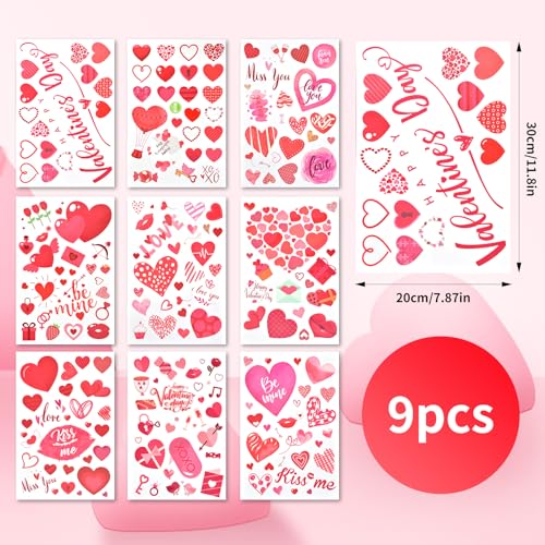 SpinLaLa 218 Pieces Valentine's Day Window Clings for Glass Windows - Assorted Love Heart and Kiss Designs, Removable DIY Vinyl Decals Stickers for Wedding Engagement Romantic Indoor Ornaments Decorations - Image 2