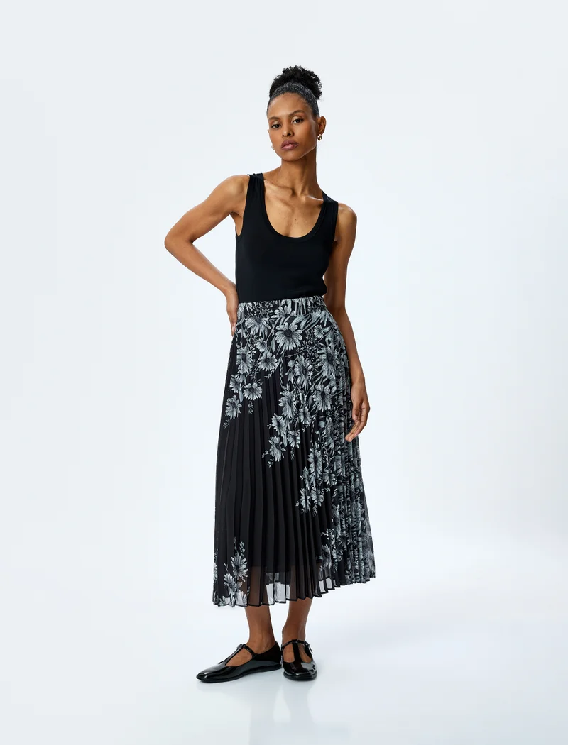 كوتون Pleated Floral Skirt
