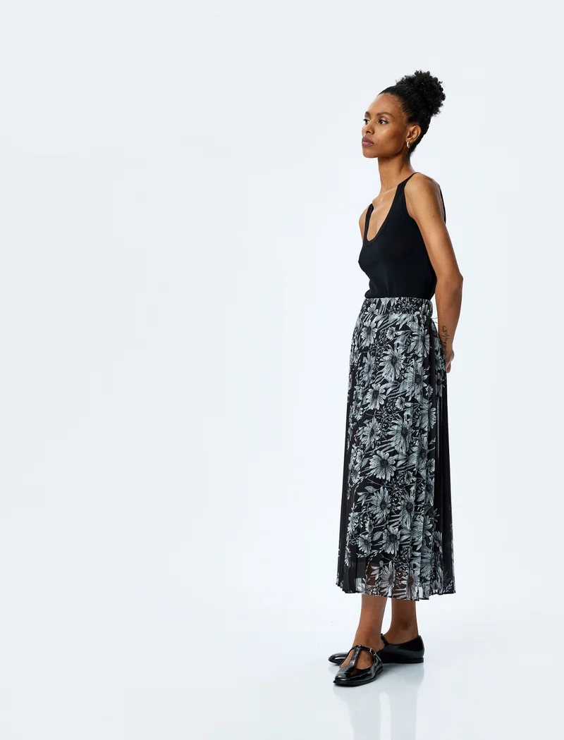 كوتون Pleated Floral Skirt