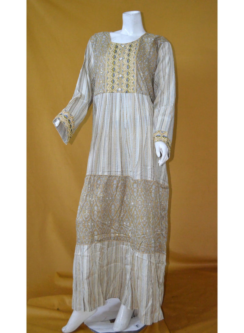 زينة جلابية نسائية أنيقة – فستان سهرة وحفلات محتشم بتطريز وأكمام طويلة مع أشرطة جانبية قابلة للتعديل - Image 1