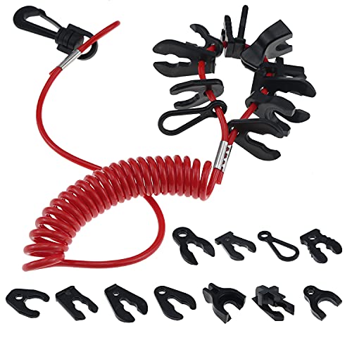 Holdia Universal Safety Kill Stop Switch with 11 Keys Lanyard Compatible with Johnson Evinrude Yamaha Honda OMC Mercury Mariner Suzuki Tohatsu Boat Motor Outboards - Image 1