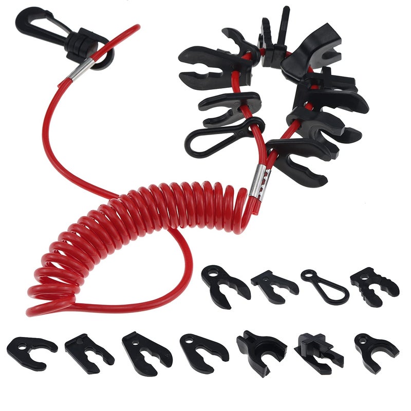 Holdia Universal Safety Kill Stop Switch with 11 Keys Lanyard Compatible with Johnson Evinrude Yamaha Honda OMC Mercury Mariner Suzuki Tohatsu Boat Motor Outboards - Image 3