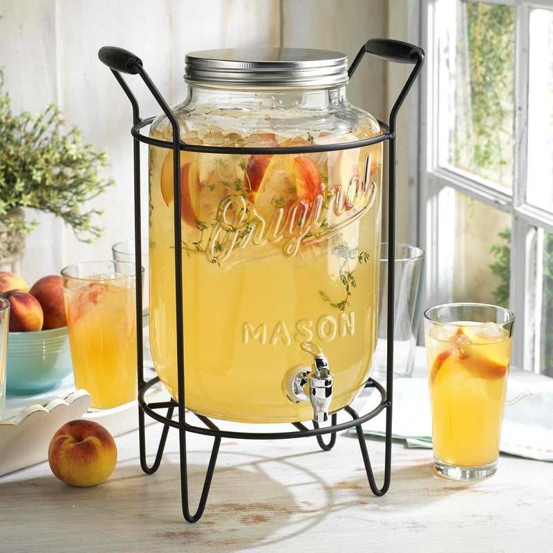 MosJos 2 PACK-2 GALLON Drink Dispensers for Parties, Drink Dispensers for Parties, Original Mason Beverage Dispensers with Stand, Glass Water Jug Dispenser, 100% Leakproof Spigot Perfect For And Daily Use - Image 3