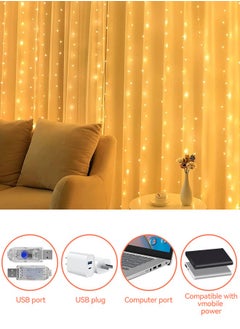 Tersely Diwali Ramadan 300 LED Fairy Curtain Lights with Remote Control 8 Lighting Modes 3x3m USB Plug String Light for Wedding Patio Garden Christmas Wall Decorations Home Garden Bedroom Outdoor Indoor  - Image 4
