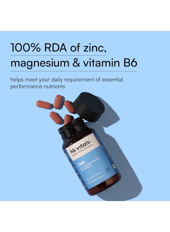 hk vitals ZMA (60 Tablets) | Zinc + Magnesium Aspartate with Vitamin B6 | Muscle Function & Reduces Fatigue - Image 4