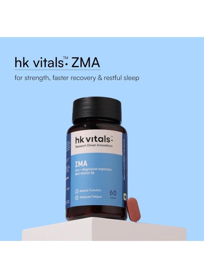 hk vitals ZMA (60 Tablets) | Zinc + Magnesium Aspartate with Vitamin B6 | Muscle Function & Reduces Fatigue - Image 2