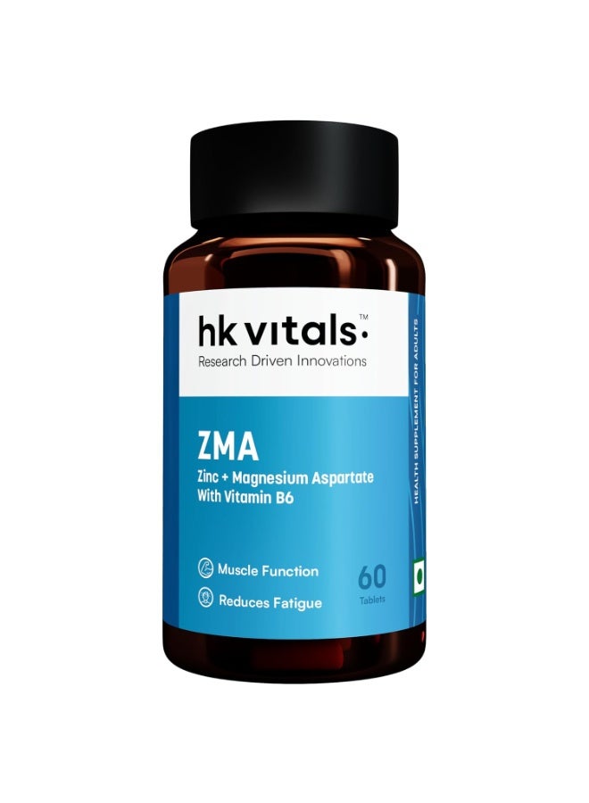 hk vitals ZMA (60 Tablets) | Zinc + Magnesium Aspartate with Vitamin B6 | Muscle Function & Reduces Fatigue - Image 1