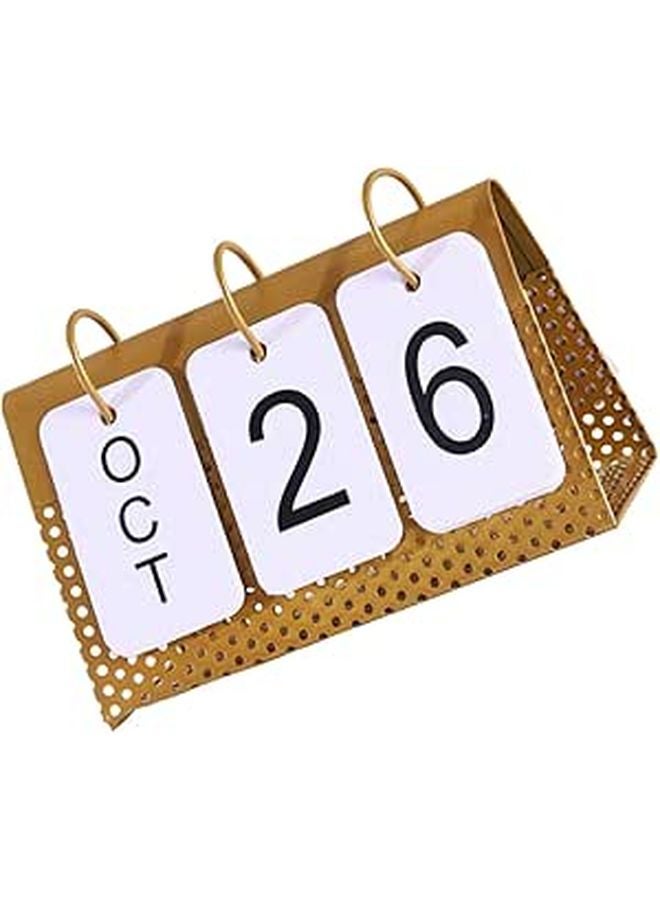 Metal Desk Calendar Minimalist Spiral Binding Tabletop Ornament for Home Office - Image 1