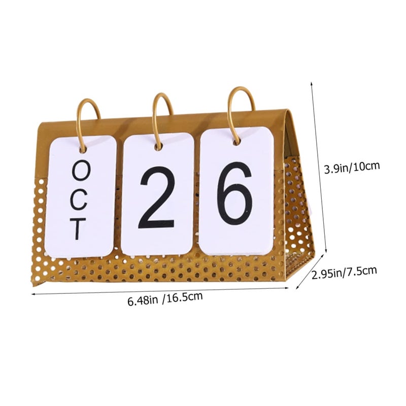 Metal Desk Calendar Minimalist Spiral Binding Tabletop Ornament for Home Office - Image 3