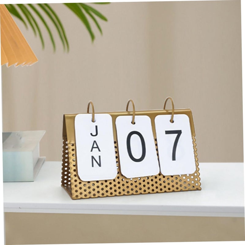 Metal Desk Calendar Minimalist Spiral Binding Tabletop Ornament for Home Office - Image 5