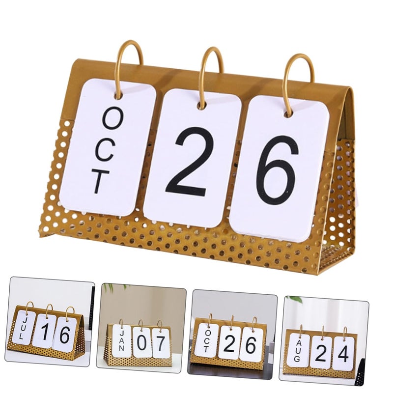 Metal Desk Calendar Minimalist Spiral Binding Tabletop Ornament for Home Office - Image 4