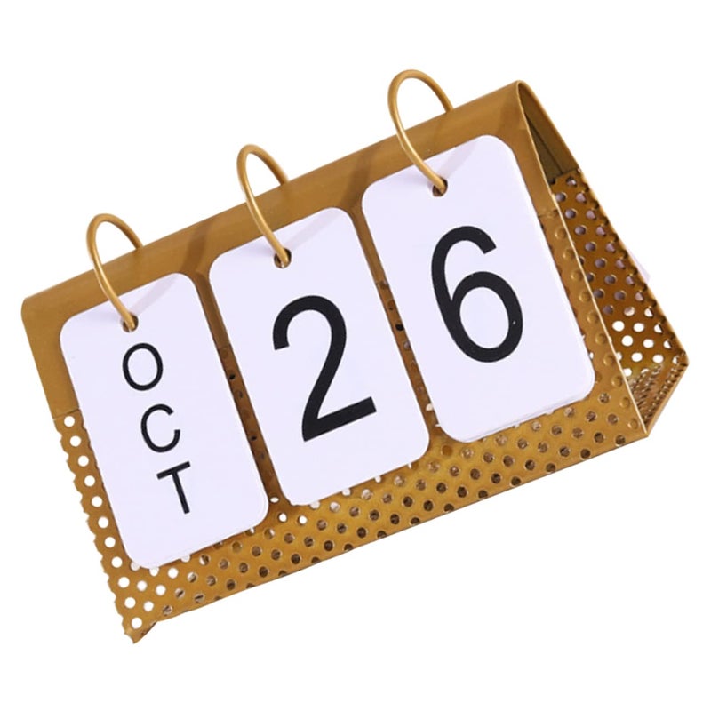 Metal Desk Calendar Minimalist Spiral Binding Tabletop Ornament for Home Office - Image 2