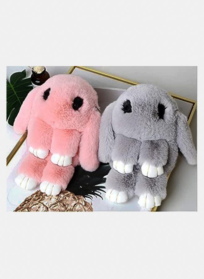 Fashionable Crossbody bag Soft Cute Bunny Sling Bag With Chain And Smooth Zipper For Girls/Fluffy Rabbit Cross body& Hand Bag/Plush Bunny Shoulder Bag, Grey, S  - Image 2