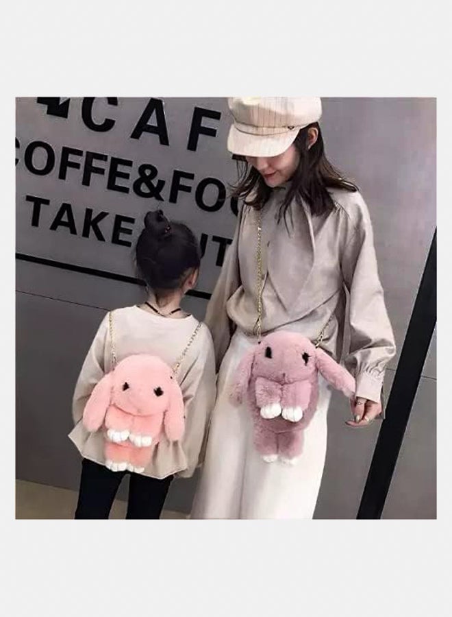 Fashionable Crossbody bag Soft Cute Bunny Sling Bag With Chain And Smooth Zipper For Girls/Fluffy Rabbit Cross body& Hand Bag/Plush Bunny Shoulder Bag, Grey, S  - Image 3