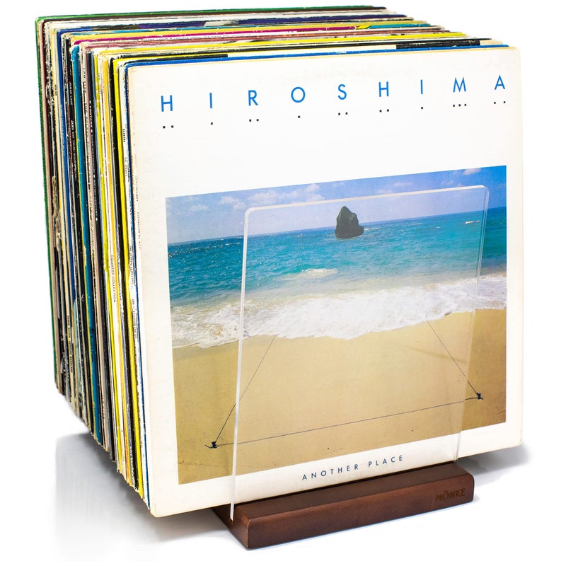 MNKE Premium Vinyl Record Storage  a MidCentury Style Record Holder for Albums 6070 LP Capacity  Complements Any Record Player Brown