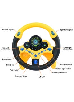 deAO Kids Steering Wheel For Backseat With Car Key Pretend Driving Simulated Driving Steering Wheel Toy With Light And Music Gifts For Kids (Yellow)  - Image 3