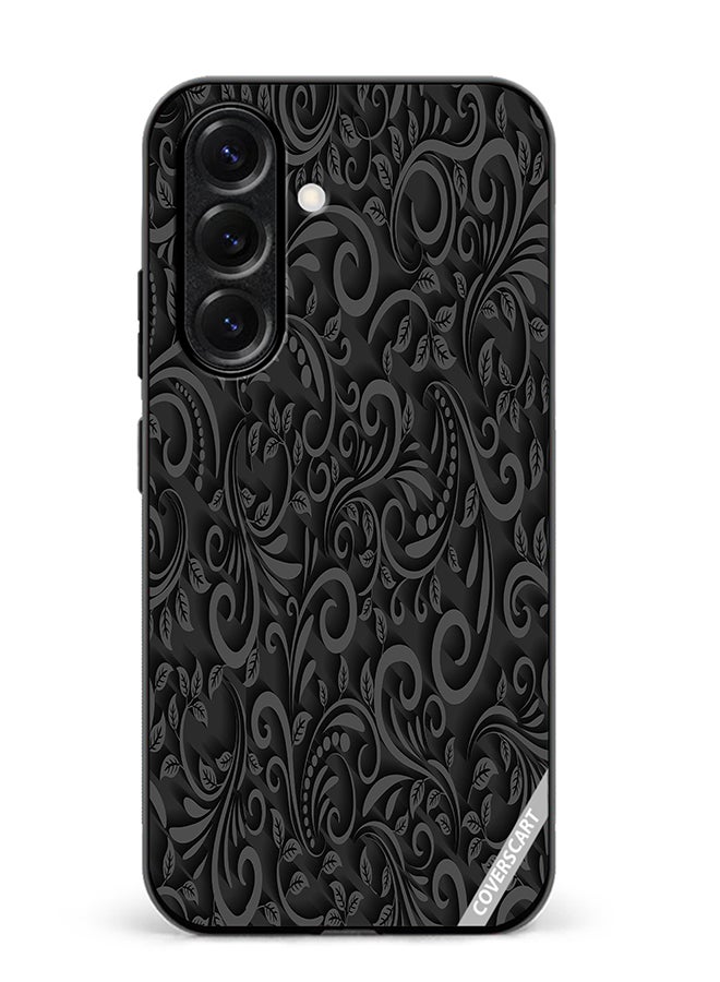 غطاء حماية لهاتف سامسونج جالاكسي A56 بتصميم زهور أسود