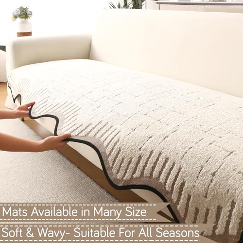 HOKIPO 1 PC Backrest Mat for Sofa Cover | Luxury Supple Soft Wavy Mat with Anti Slip Backing, Cream Brown (AR-6217-CRBR) - Image 2