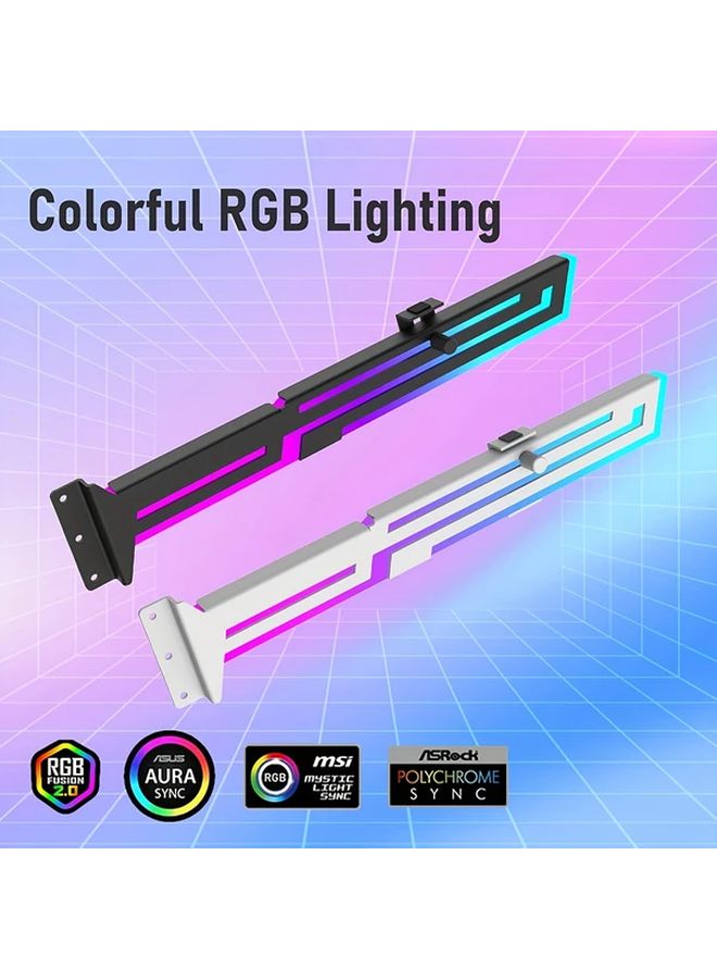 White ARGB GPU Support Bracket 5V 3 Pin Adjustable Graphics Card Holder For Desktop PC - Image 2