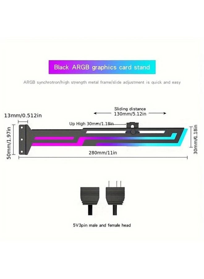 White ARGB GPU Support Bracket 5V 3 Pin Adjustable Graphics Card Holder For Desktop PC - Image 3