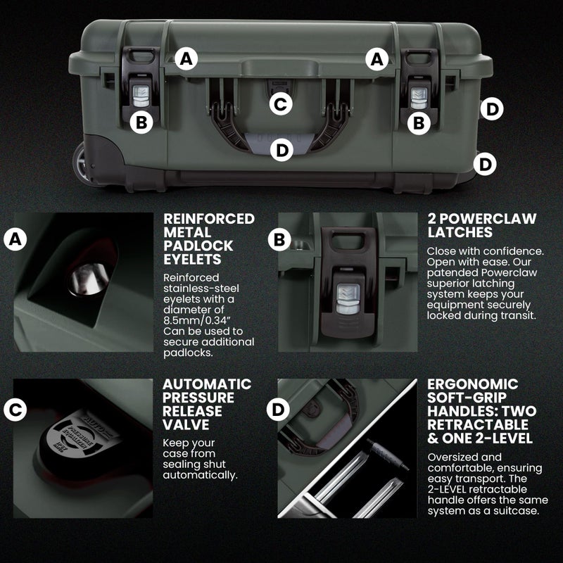 NANUK 935 Pro Photo Kit – Waterproof Travel Camera Hard Case with Padded Dividers and Wheels, 22” x 14” x 9” - Dustproof and Impact Resistant, Airline Carry-On Approved – Olive - Image 4