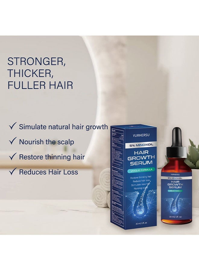 YURHERSU 5% Minoxidil Hair Growth Serum , Restore Thinning Hair Reduce Hair Loss, Stimulate New Hair Nursing Scalp for Women Men Get Stronger Thicker Longer Hair or Beard 30ml - Image 4