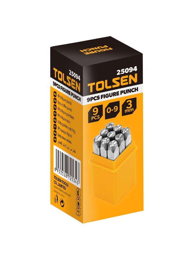 Tolsen 25094 9PCS Figure Punch Set 3mm – Hardened Carbon Steel Number Stamp Set for Metal, Wood, Plastic & Leather - Image 3