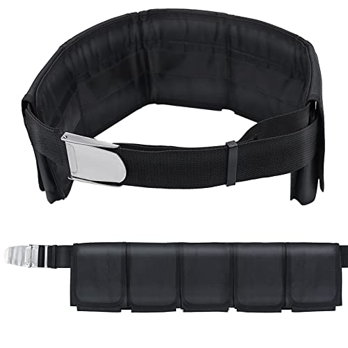 Pluzluce Scuba Weight Belt with 5 Pockets, Quick-Release Buckle Diving Pocket Weight Belt Adjustable Snorkeling Webbing Weight Pouch Belt fit for Waist 32" to 52" Black (Not Including Weights) - Image 1