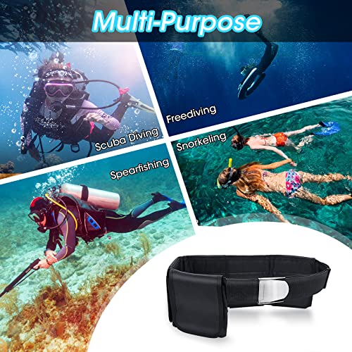 Pluzluce Scuba Weight Belt with 5 Pockets, Quick-Release Buckle Diving Pocket Weight Belt Adjustable Snorkeling Webbing Weight Pouch Belt fit for Waist 32" to 52" Black (Not Including Weights) - Image 2