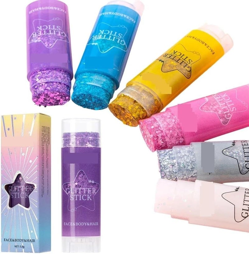 2pcs High Gloss Sparkling Sequins Glitter Gel Stick - Pearl White Pink Eyeshadow for Face & Body Makeup(06 Mermaid) - Image 5