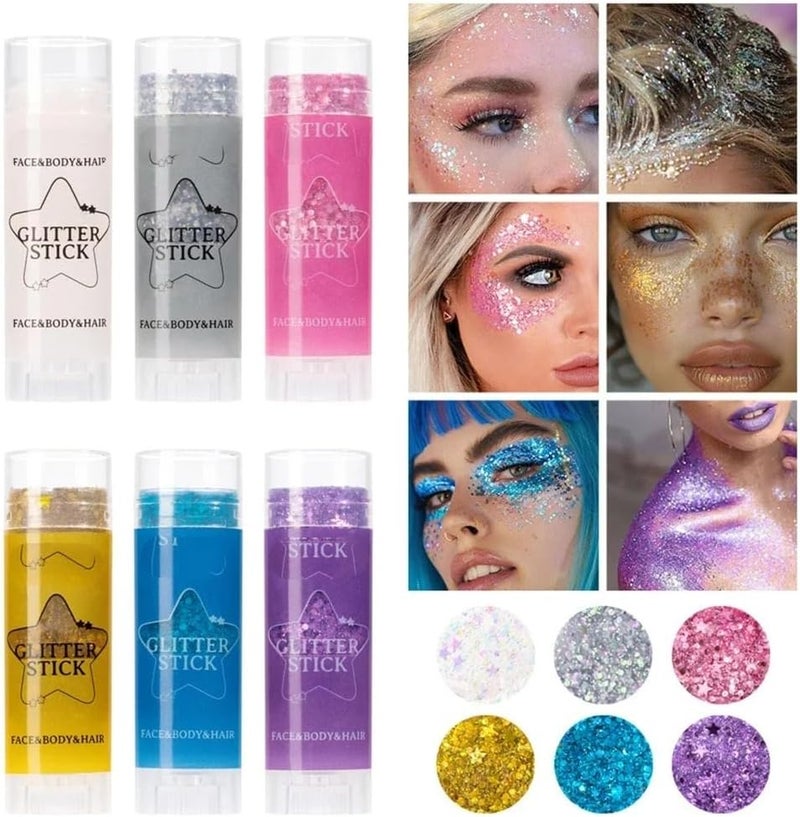 2pcs High Gloss Sparkling Sequins Glitter Gel Stick - Pearl White Pink Eyeshadow for Face & Body Makeup(06 Mermaid) - Image 3